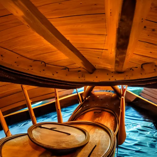 Prompt: the view from inside a Viking ship