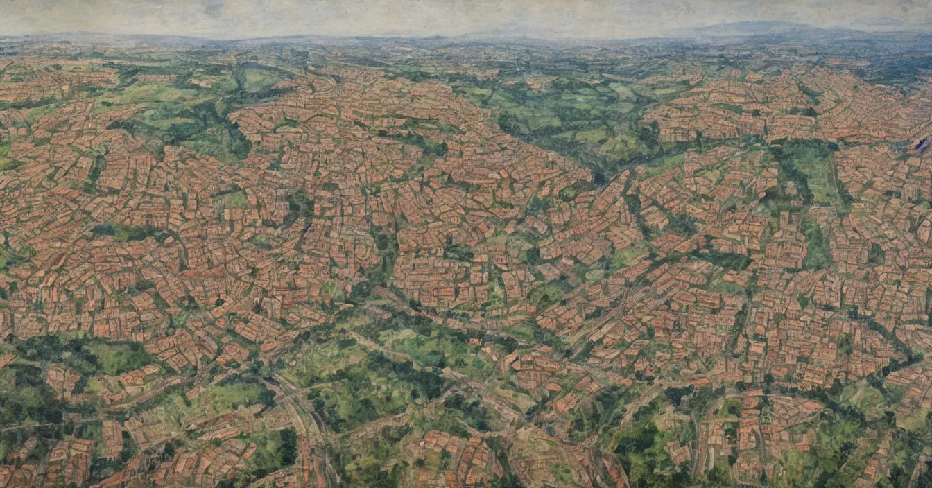 Prompt: Drone view, All roads lead to Rome, detail, great sense for composition, by best painter,