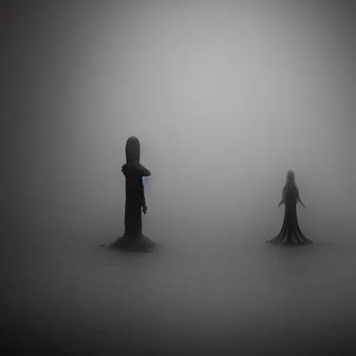 Image similar to the world between death and life, surrealistic detailed claymation art, dark, moody, foggy