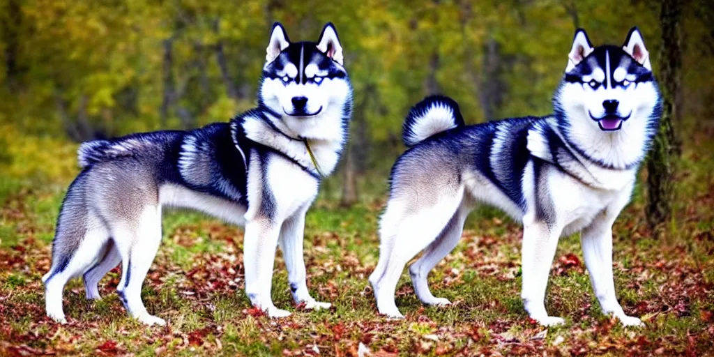 Image similar to Siberian Husky Mix Dogs, 4K quality Photorealismn