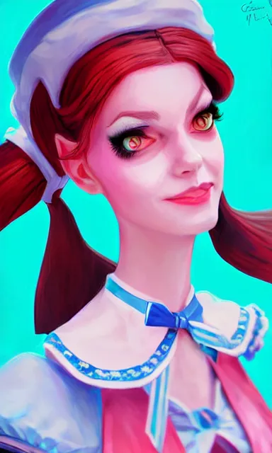 Prompt: alice from alice in wonder land, female, portrait, sharp focus, digital art, concept art, dynamic lighting, art by emylie boivin, rossdraws and jazza