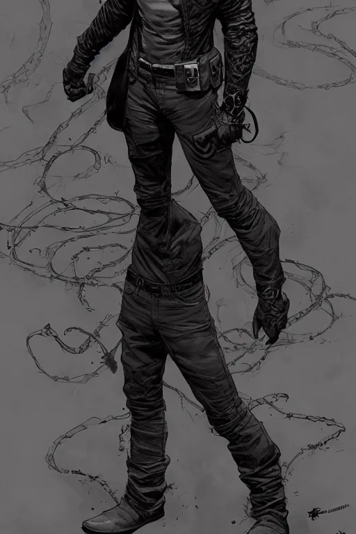 Image similar to A full body portrait of a new antihero character art by Jason Chan and Marc Silvestri, Cedric Peyravernay, Trending on artstation, 8k, Ultra detailed, ominous, mysterious