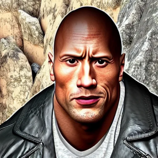 Prompt: Dwayne Johnson as a rock, photoreal, photo, realistic