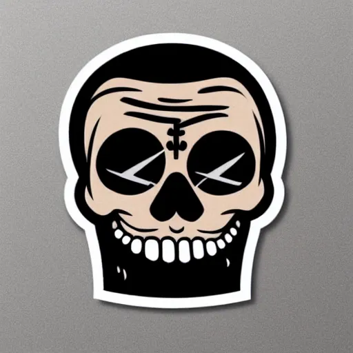 Image similar to a sticker illustration of a funny skull smoking