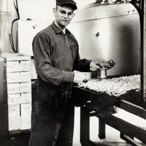 Image similar to baker at his factory holding the top steam review