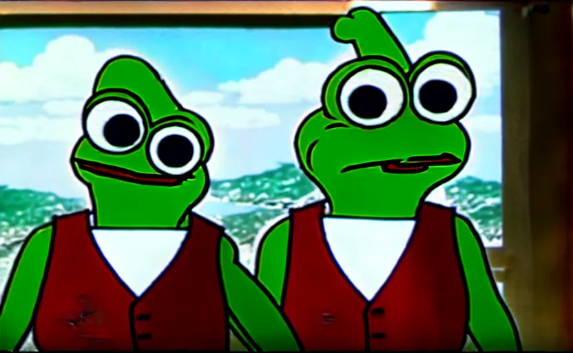 Image similar to frame from pepe detective movie