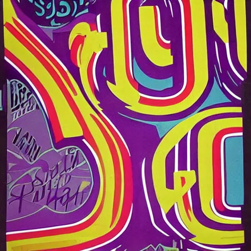 Prompt: san francisco psychedelic poster, 1 9 6 0 s, balloon letters