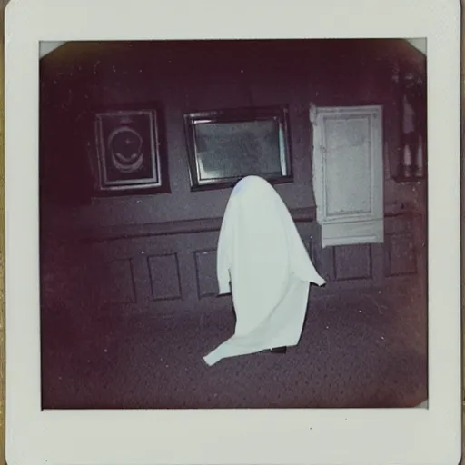 Image similar to polaroid of a ghost at ghost convention