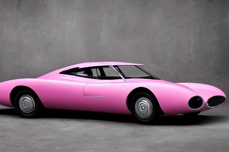 Image similar to Elegant photography of the pink panther car designed by Tesla