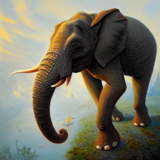 Image similar to elephant - crab creature, oil painting by justin gerard, deviantart