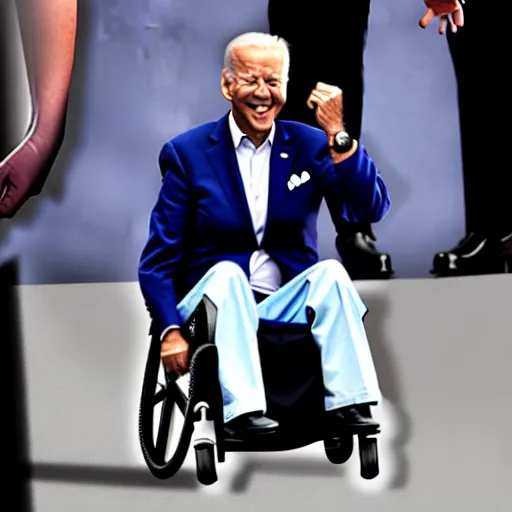 Image similar to joe biden falling off his wheelchair, award winning photo