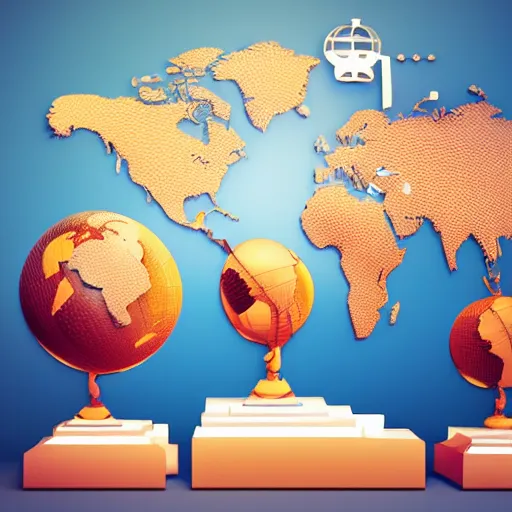 Prompt: a vector globe illustration with famous 3 d touristic landmarks on it, 3 d render, 3 d model, smooth, ray tracing, illustration, in the style of shkret