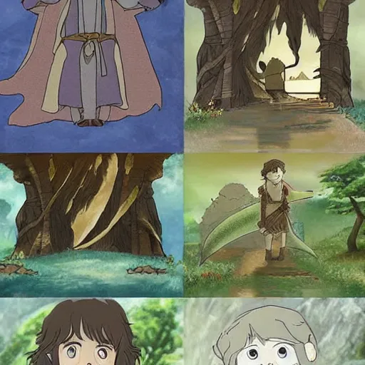 Image similar to Lord of the Rings, in the style of Studio Ghibli