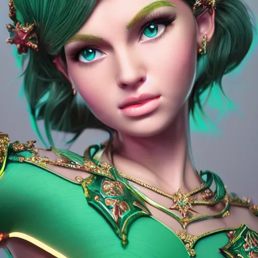 Image similar to wonderful princess of emerald with fair skin, ornate 8 k gorgeous intricate detailed, accent lighting, dramatic light, octane render