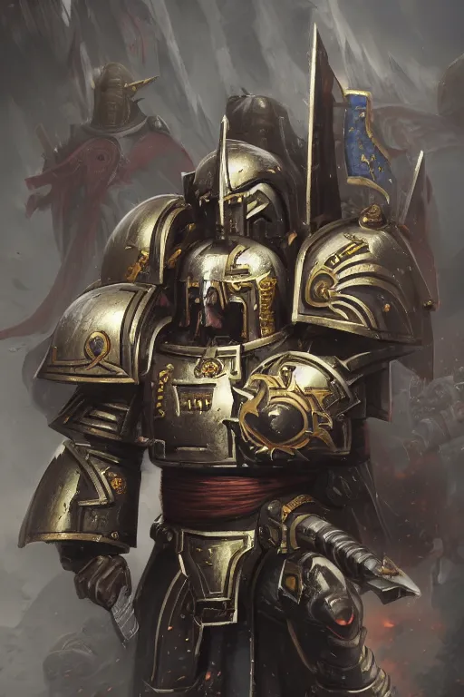 Image similar to armor portrait heros warhammer 4 0 k horus heresy fanart - the primarchs emperor by johannes helgeson animated with vfx concept artist & illustrator global illumination ray tracing hdr fanart arstation zbrush central hardmesh 8 k octane renderer comics stylized