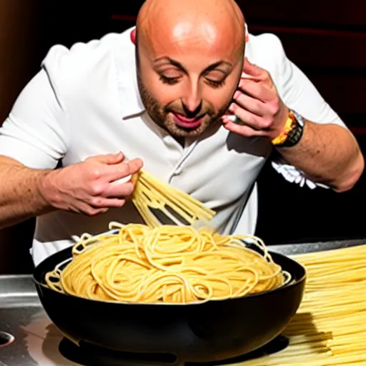 Image similar to joe bastianich puking spaghetti