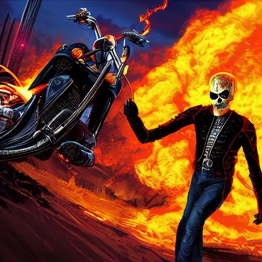 Image similar to ghost rider 4K detail Digital art