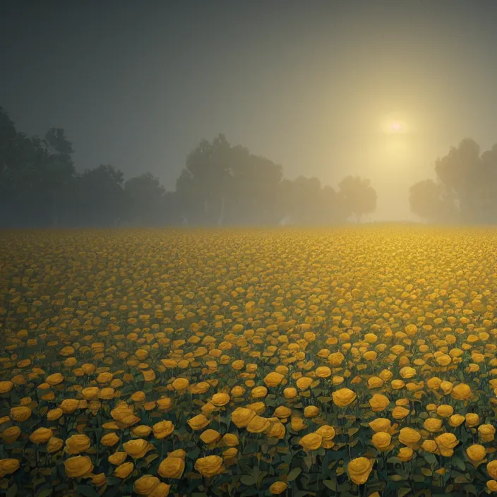 Prompt: field of golden rose, au naturel, hyper detailed, digital art, trending in artstation, cinematic lighting, studio quality, smooth render, unreal engine 5 rendered, octane rendered