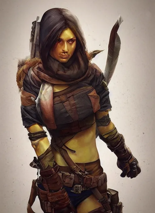 hyper realistic rogue ranger hunter girl, full body,, Stable Diffusion