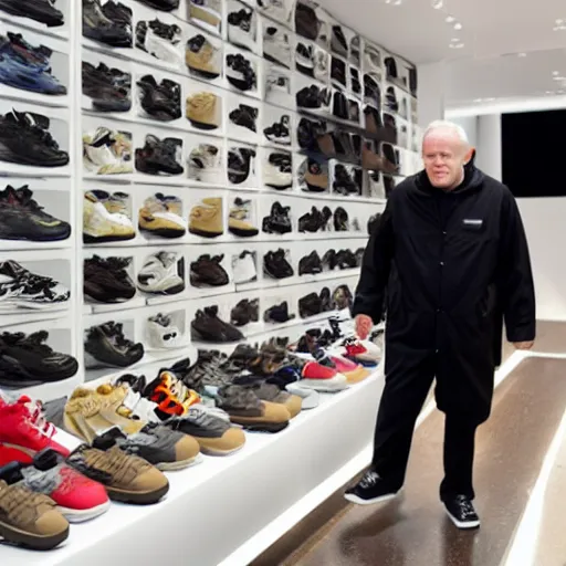 Image similar to john paul ii in a sneaker store