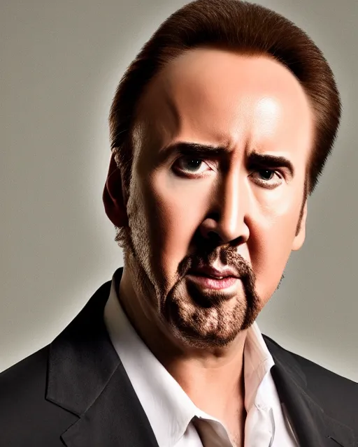 Image similar to nicolas cage headshot photo portrait headshot even lighting