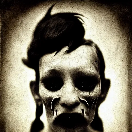 Image similar to a creepy demon, a character portrait, photograph by Kyle Thompson, Victorian England, deviantart, gothic art, deviantart, tintype photograph, goth