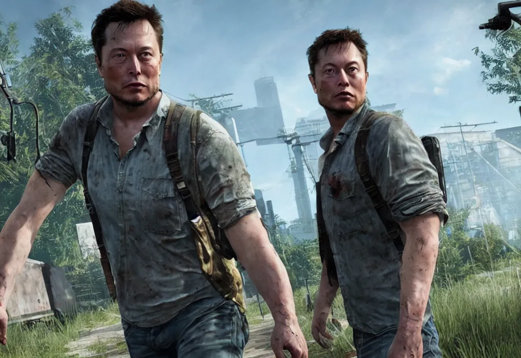 Image similar to elon musk in the last of us, elon musk in the video game in the last of us, gameplay screenshot, close up, 3 d rendering. unreal engine. amazing likeness. very detailed.