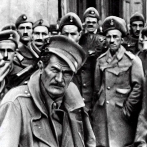 Prompt: close - up portrait of ataturk at the salvation war with many soldiers behind photographed by ara guler