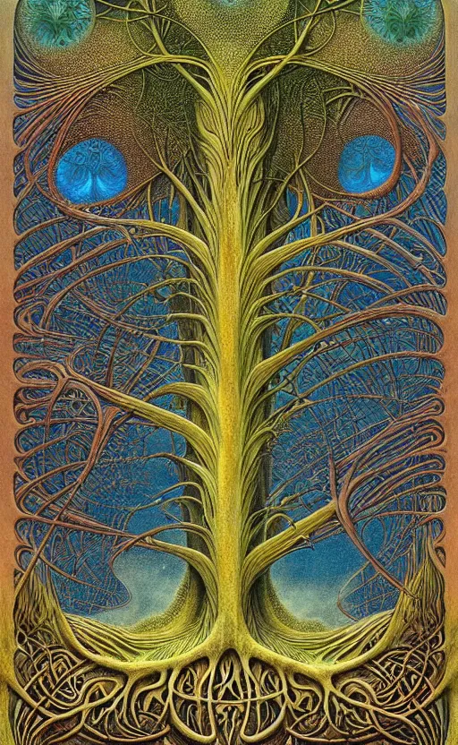 Image similar to tree of life by roger dean and andrew ferez, art forms of nature by ernst haeckel, divine chaos engine, symbolist, visionary, art nouveau, botanical fractal structures, organic, detailed, realistic, surreality