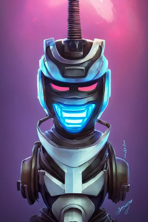 Image similar to epic mask helmet robot ninja portrait stylized as fornite style game design fanart by concept artist gervasio canda, behance hd by jesper ejsing, by rhads, makoto shinkai and lois van baarle, ilya kuvshinov, rossdraws global illumination radiating a glowing aura global illumination ray tracing hdr render in unreal engine 5