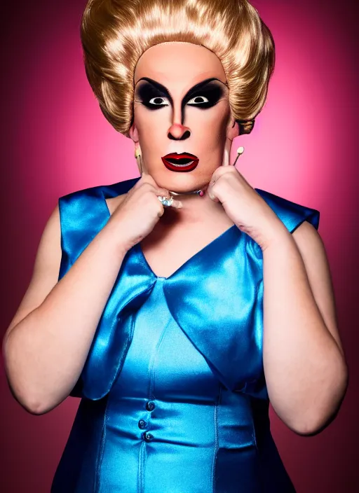 Image similar to studio portrait of ted cruz in full drag dressed in drag dressed as a woman makeup, 8 k, studio lighting, key light, back light, sequents,