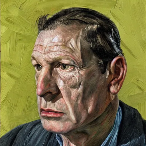 Image similar to high quality high detail painting by lucian freud, hd, portrait of batman