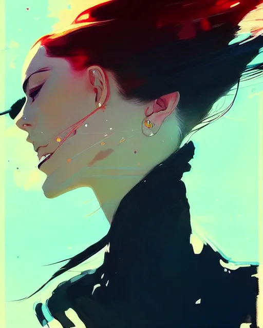 Image similar to a ultradetailed beautiful painting of a stylish woman driving a car, by conrad roset, greg rutkowski and makoto shinkai trending on artstation