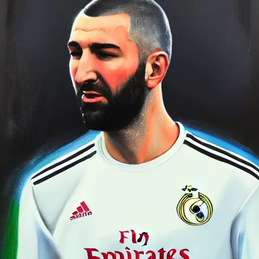 Image similar to Karim benzema, oil painting