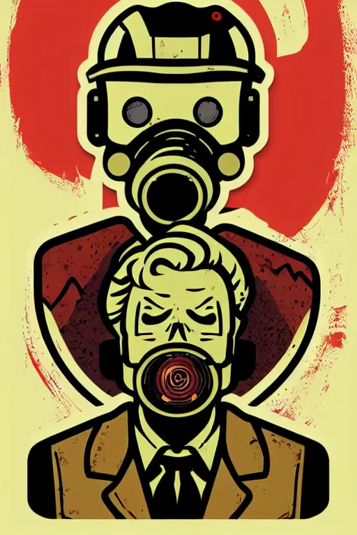 Image similar to fallout 7 6 retro futurist illustration art by butcher billy, sticker, colorful, illustration, highly detailed, simple, smooth and clean vector curves, no jagged lines, vector art, smooth andy warhol style