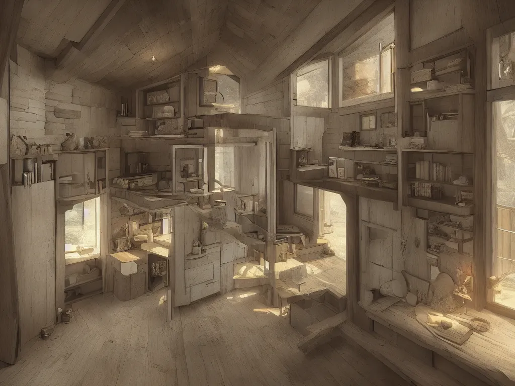 Image similar to “A medieval tiny home in tokyo by Julius Shulman, octane render, cgsociety, digital art”