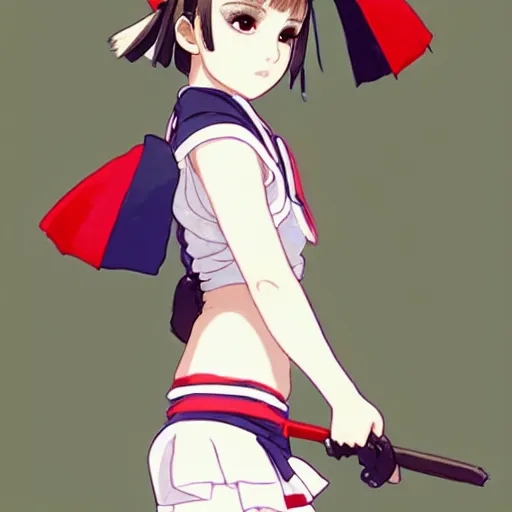 Image similar to a beautiful! boyish! natalie portman alluring gravure! model, wearing japanese school girl outfit with mayan pattern and native style, aztec street fashion, gapmoe yandere grimdark, trending on pixiv fanbox, painted by greg rutkowski makoto shinkai takashi takeuchi studio ghibli, akihiko yoshida