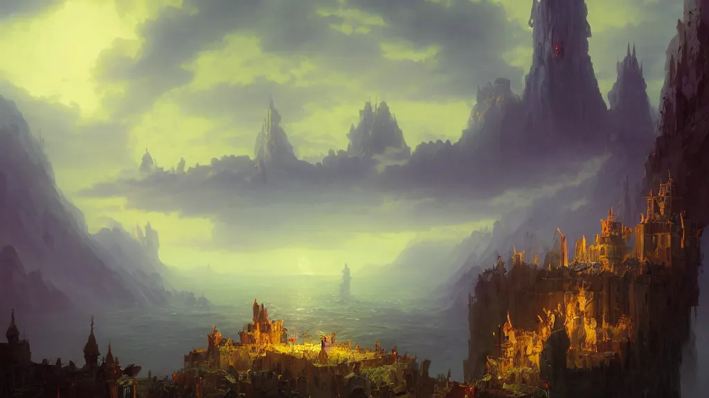 Prompt: A cinematic matte painting of the apocalypse in a fantasy kingdom of castles by Aivazovsky and Peter Mohrbacher and Paul Lehr and Anato Finnstark, unreal engine, PBR, trending on artstation, epic, terrifying