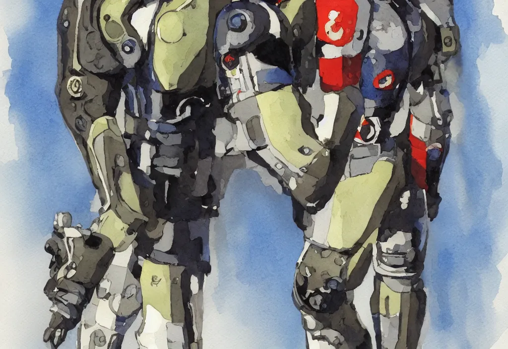 Image similar to male, full body, modern space suit, very stylized character design, large shoulders, short torso, long thin legs, tiny feet, science fiction, hyperdetailed, technical suit, space marine, watercolor digital painting, by mike mignola, by alex maleev, jean giraud, painted by leyendecker