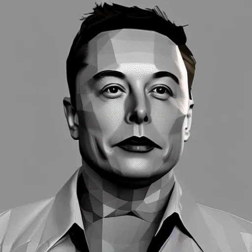 Image similar to low-poly 3d render of Elon Musk