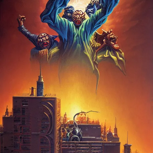 Image similar to high quality high detail painting by david mattingly and brom and ralph mcquarrie and richard corben, hd, realistic matte painting, photorealistic lighting, modern supernatural urban horror