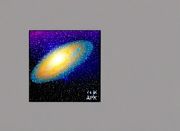 Image similar to a minimalistic sticker illustration of a galaxy, minimalism, artstation, minimalistic post stamp 4 k