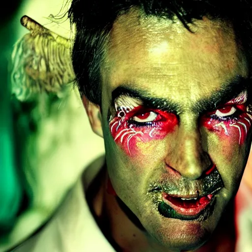 Image similar to a devil, close - up portrait photo by david lachapelle, masterpiece, trending on flickr