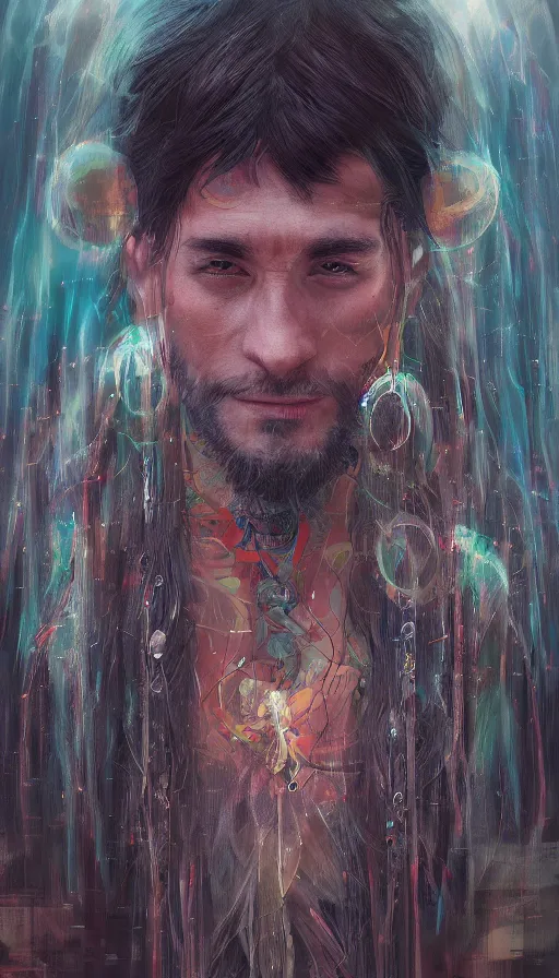 Prompt: portrait of a digital shaman, by wlop