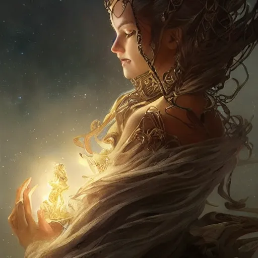 Image similar to star goddess, fine art, awesome fantasy book cover on pinterest, award winning, dark fantasy landscape, fantasy magic, intricate, elegant, sharp focus, cinematic lighting, highly detailed, digital painting, concept art, art by wlop and artgerm and greg rutkowski, masterpiece, trending on artstation, 8 k