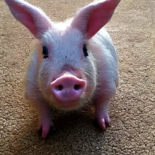 Image similar to half miniature pig, half bunny, baby animal, cute, adorable