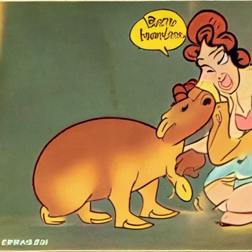 Image similar to 1 9 4 5 disney cartoon about capybaras in love