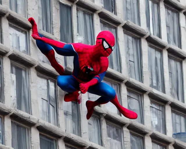 Image similar to photograph of spider - man on a building movie set