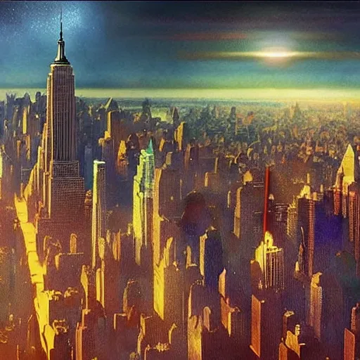 Image similar to an alien invasion of new york city all of humanity is fighting back, artstation hall of fame gallery, editors choice, #1 digital painting of all time, most beautiful image ever created, emotionally evocative, greatest art ever made, lifetime achievement magnum opus masterpiece, the most amazing breathtaking image with the deepest message ever painted, a thing of beauty beyond imagination or words, 4k, highly detailed, cinematic lighting