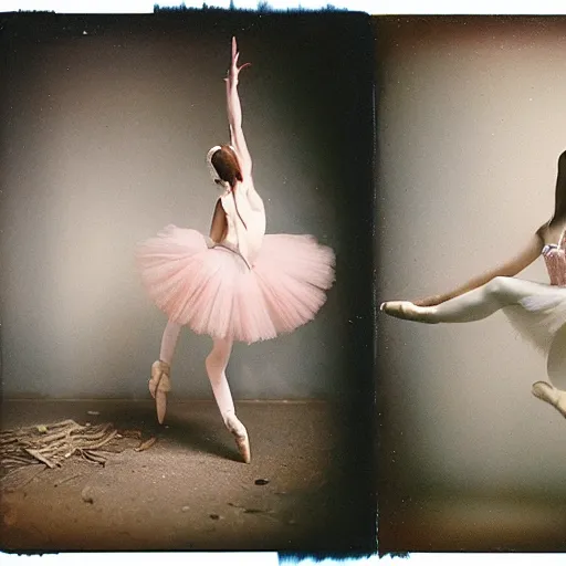 Image similar to kodak portra 4 0 0, wetplate, photo of a surreal artsy dream scene,, girl, weird fashion, ballet costume, dancers, photographed by paolo roversi style